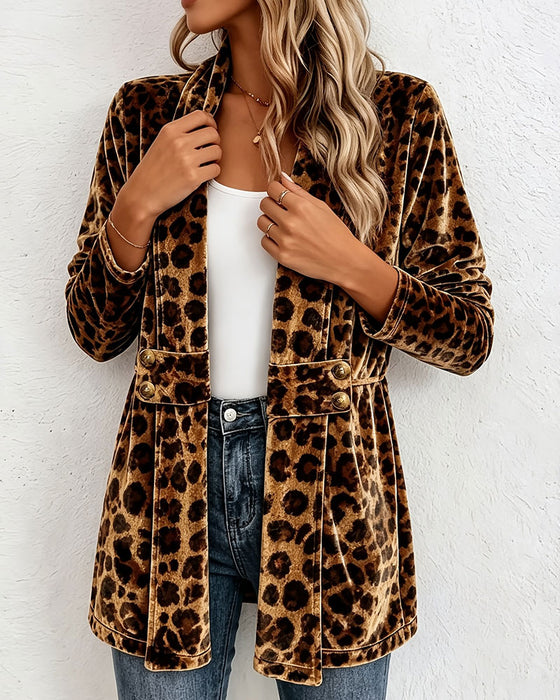 Kåpe Leopardmønster Mellomlang Cardigan