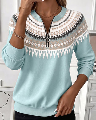 Sweatshirts Fargeblokk Glidelås Lang Erme