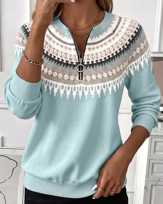 Sweatshirts Fargeblokk Glidelås Lang Erme
