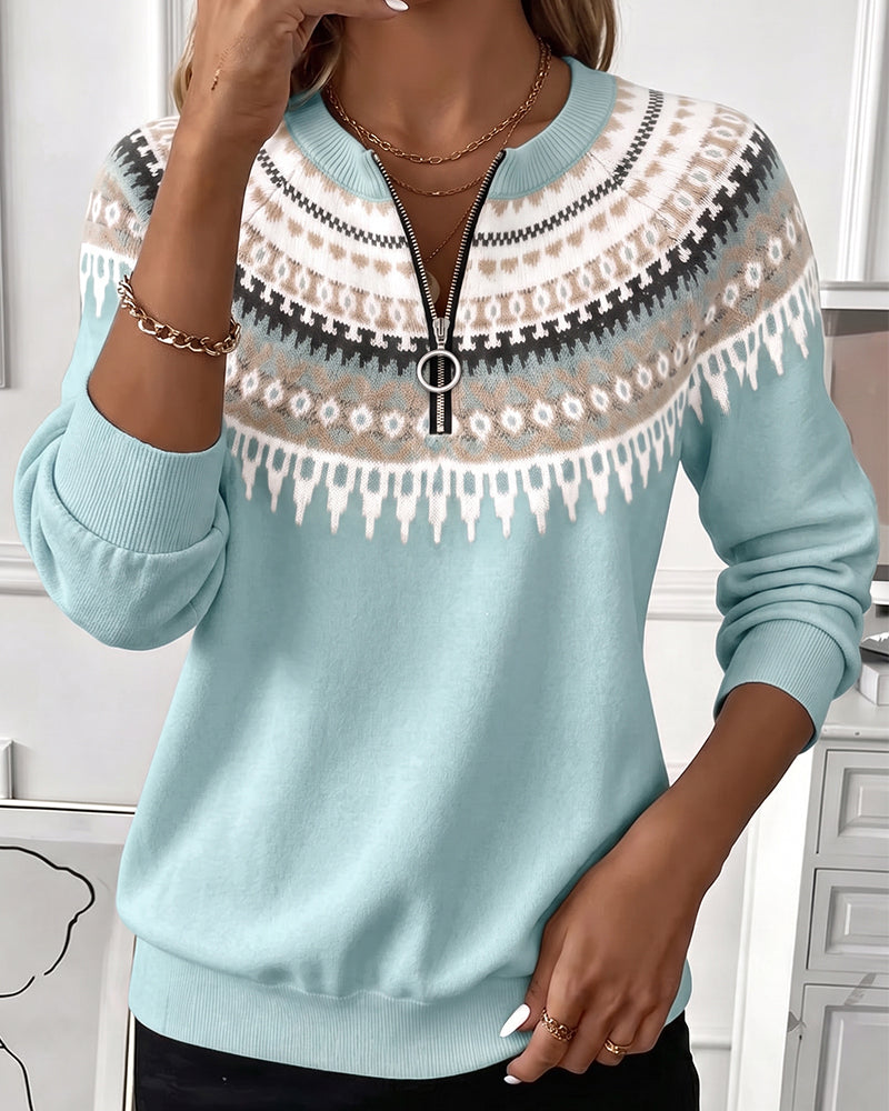 Sweatshirts Fargeblokk Glidelås Lang Erme