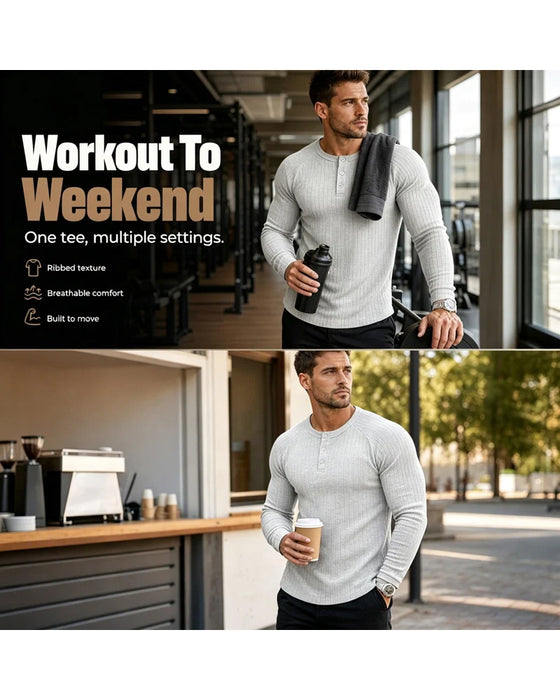 T-Shirt Vertikal Stripe Lang Erme
