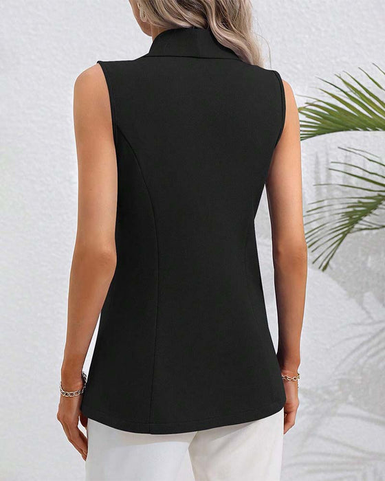 Enkelt Knapper Uten Ermer Kardigan Jakke