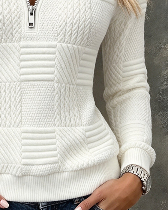 Sweatshirt Glidelås Solid Casual