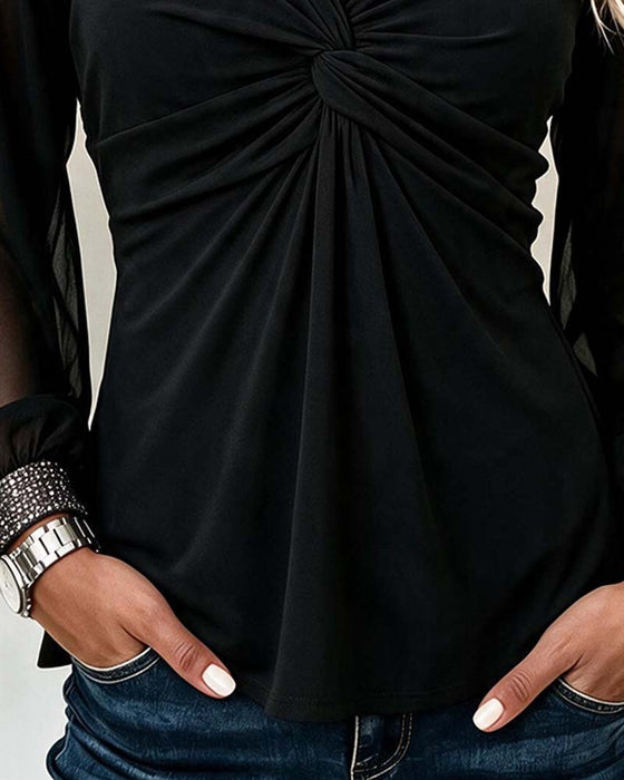 Topp V-Hals Twist Knute Casual Solid