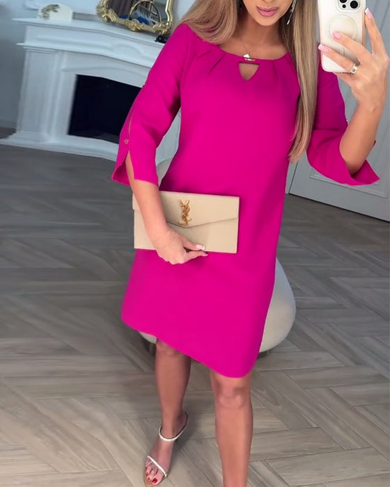 Kjole Elegant Ensfarget Hul Rett