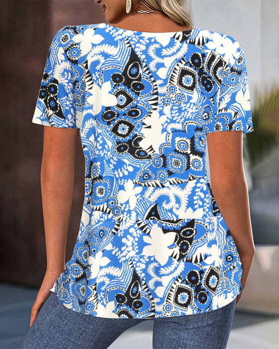 Bluse Plissert Trykt Fashion