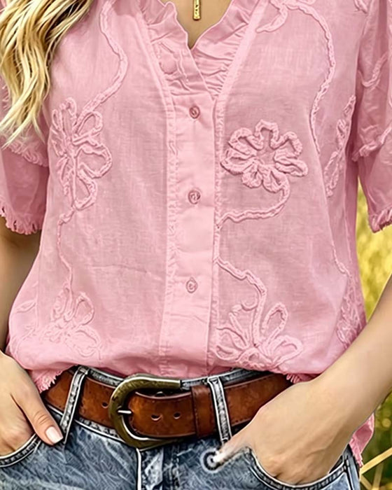 Bluse Frynset Kant Pufferme