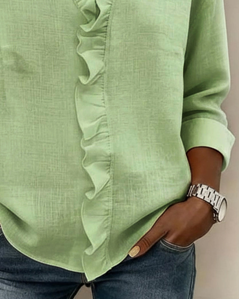 Bluse Rysj V-hals Langermet