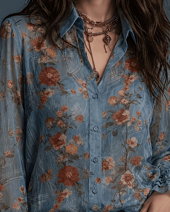 Bluse Blomstret Ruffle Slag