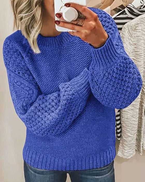 Pullover Allsidig Solid Farge Strikket