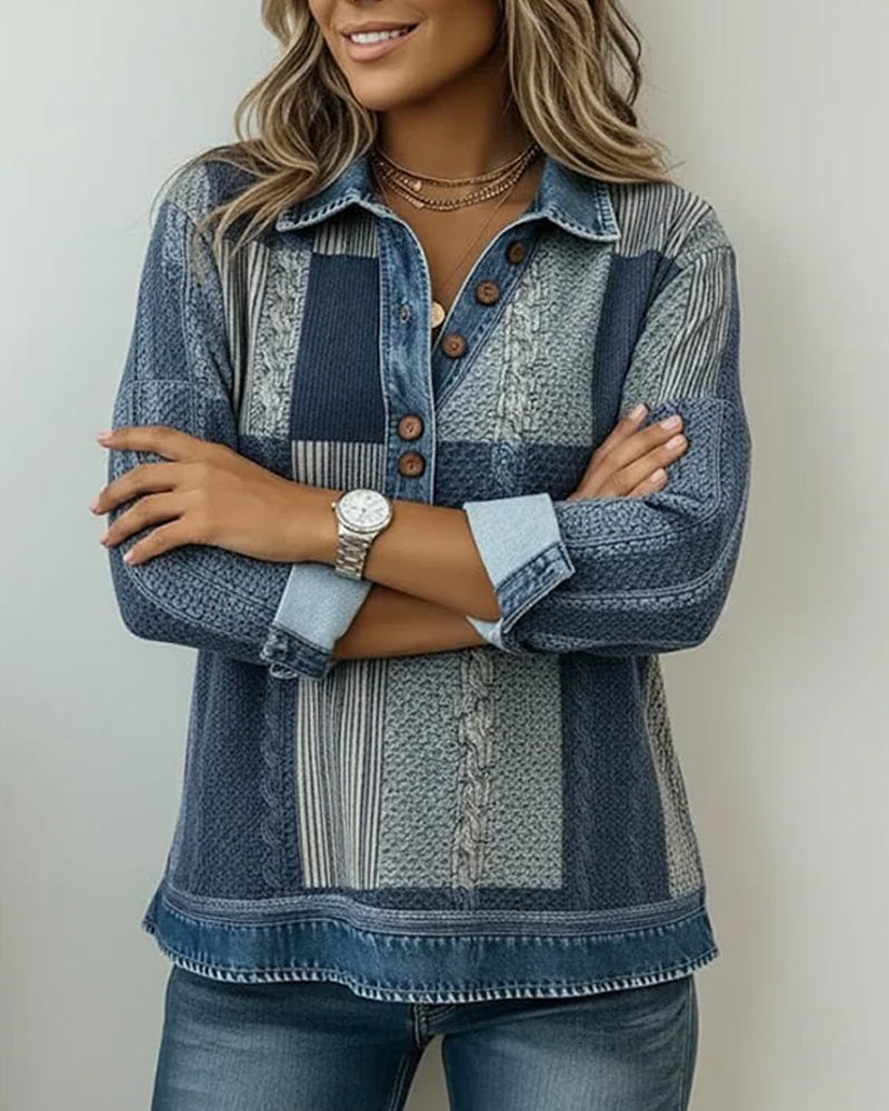 Sweatshirt Med Lange Ermer Og Fargeblokktrykk