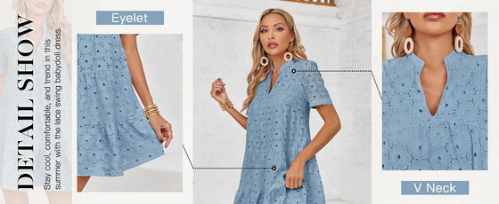 Kjole Hull V-hals Kort Erm