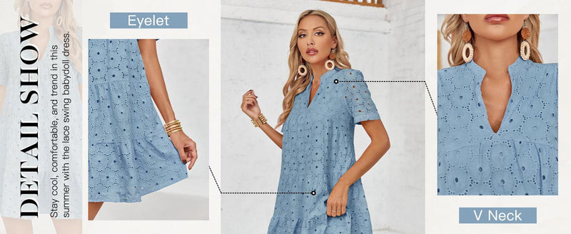 Kjole Hull V-hals Kort Erm