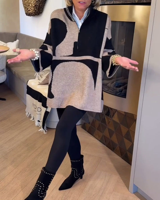 Genser Med Halv Glidelås Og Moteriktig Ståkrage