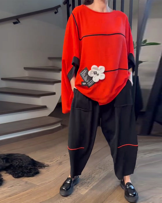 Sett Med Løse Bloomers Casual Fargeblokkering