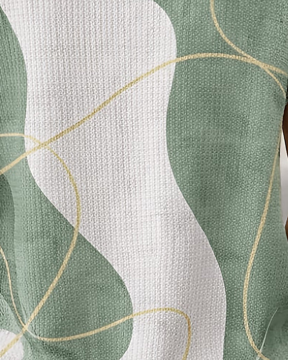 Bluse Med Rundhals, Knapper, Kontrastfargede Linjer