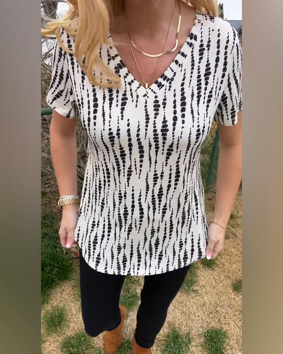 T-Skjorte Trykt Kortermet V-Hals