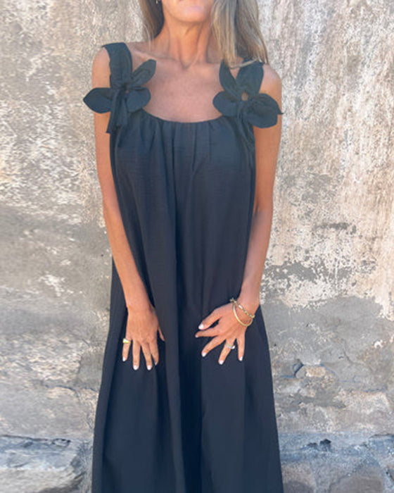 Kjole Ermeløs Ensfarget Modellen Lang