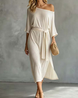 Kjole Off-Shoulder Knyting Splitt