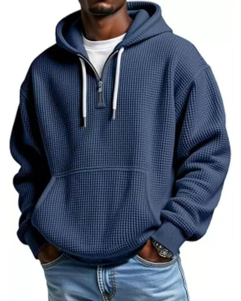 Hoodie Herre Solid Glidelås Pullover