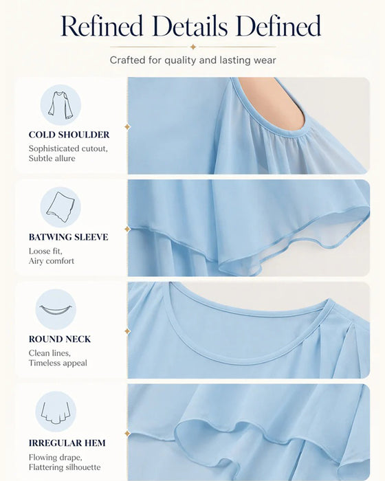 Bluse Rundhalset Bar Skulder Asymmetrisk