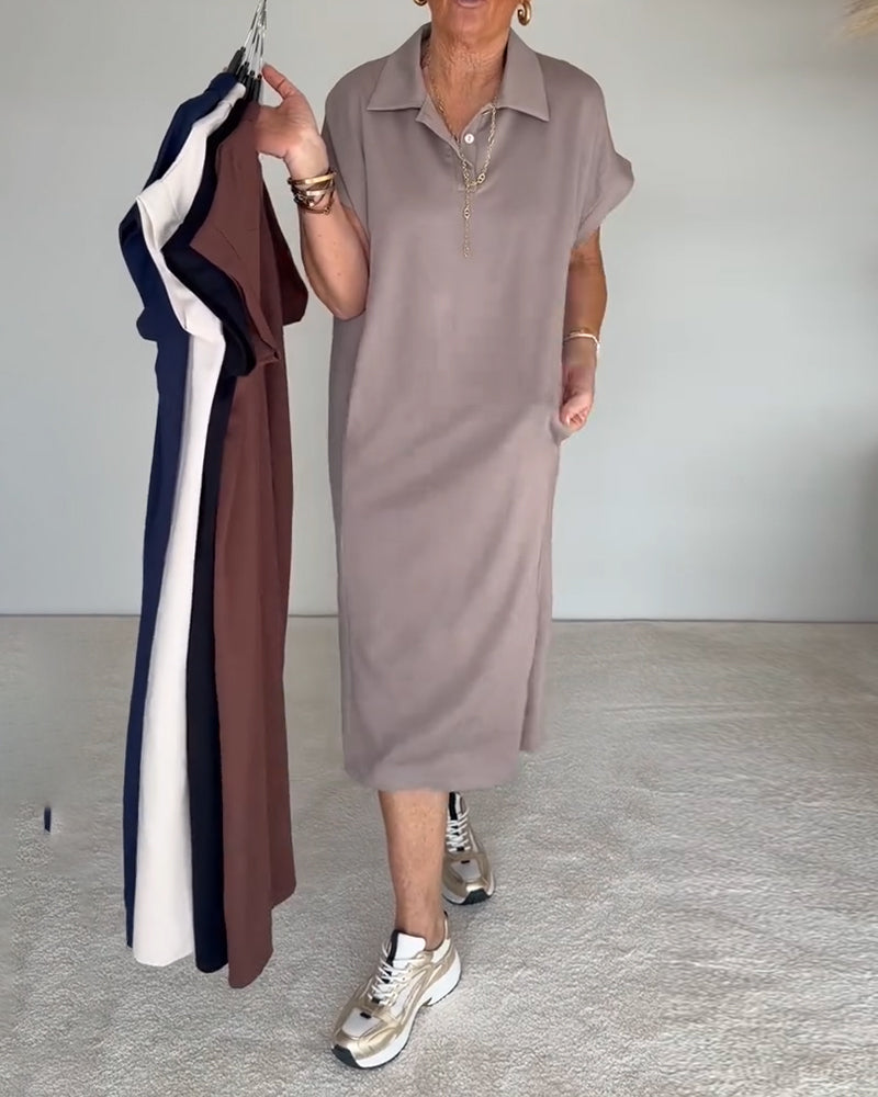 Kjole Casual Løs Polokrage