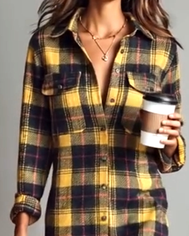 Skjortekjole Med Krage I Rutemønster