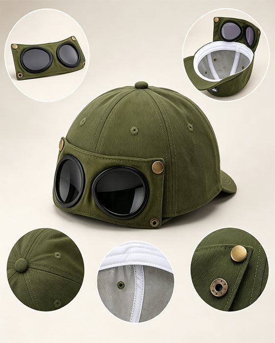 Pilotbaseballcaps Med Avtagbare Goggles – Laget For Gatestil Og Hverdagslooks