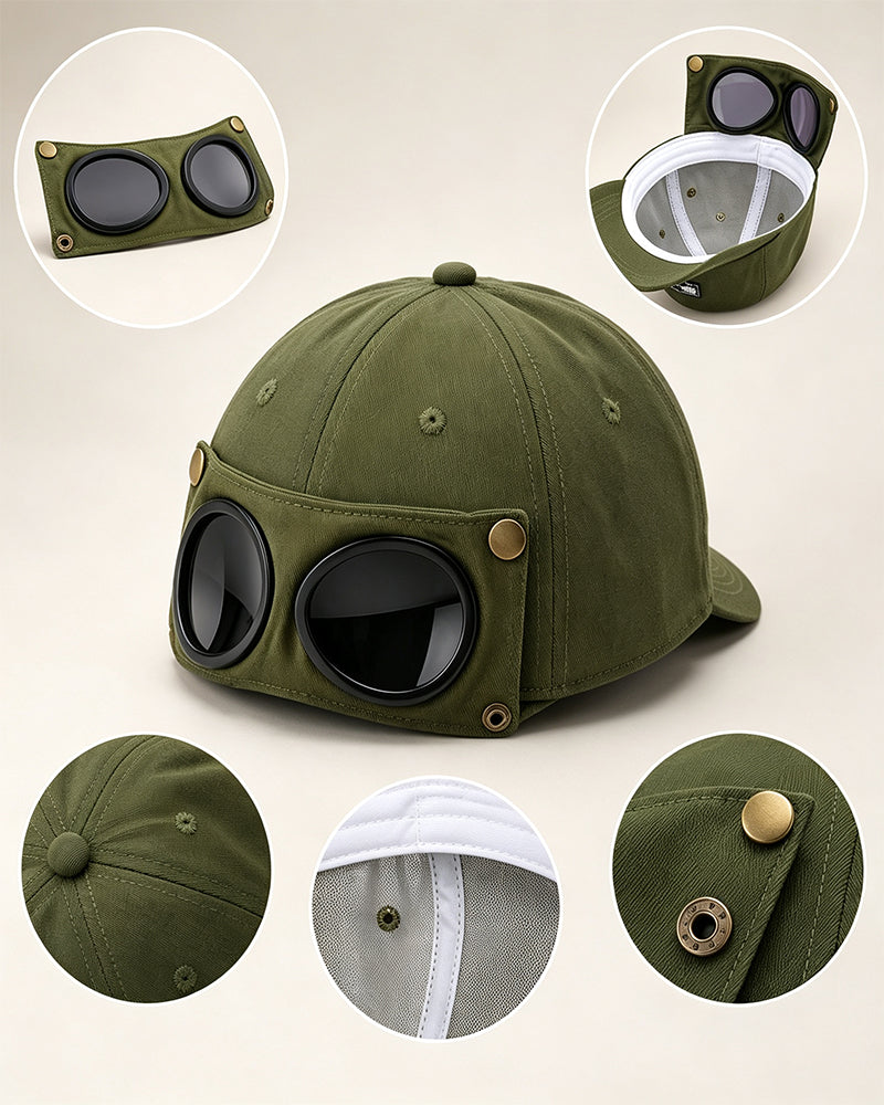 Pilotbaseballcaps Med Avtagbare Goggles – Laget For Gatestil Og Hverdagslooks