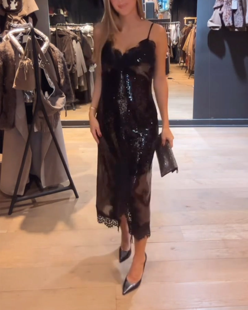 Sofistikert Spaghetti Stroppkjole For Kvelden