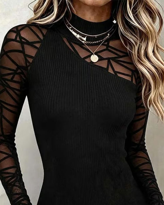 Topp Turtleneck Patchwork Tøff