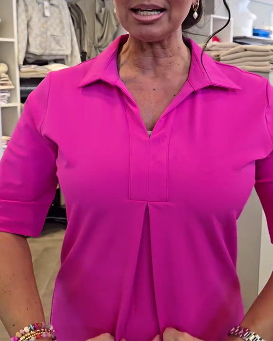 Kjole med Krage Avslappet Ensfarget