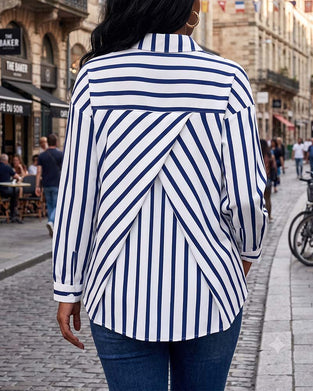 Bluse Stripet Rygg Kors Uregelmessig