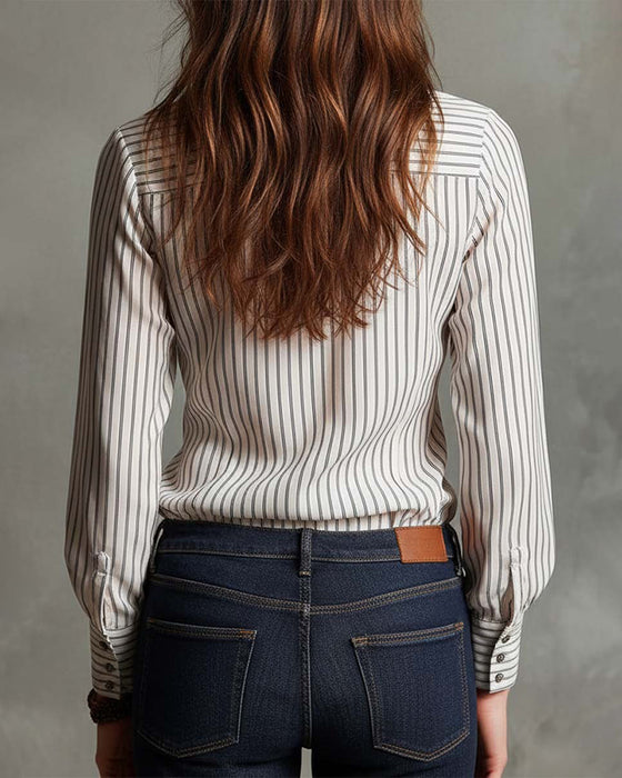 Blus Modig Volanget Strippet