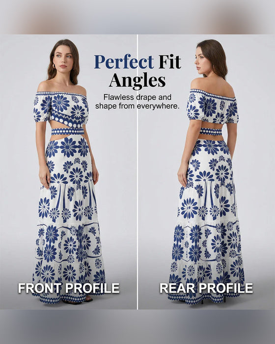 Kjole Off-Shoulder Blomstrende Utskåret