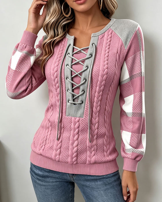 Sweatshirt Rund Hals Stropper Rutete Trykk