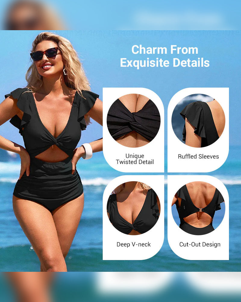 Sexy Rysj Ett Stykke Badedrakt – Rysjedetalj, Magekontroll & Levende Farger