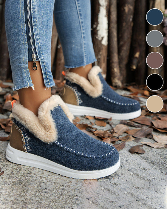 ❄️Dame Vinter Ankelstøvler Sklisikre Med Falsk Pelsfôr