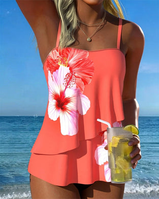 Tankini Blomstermønster Ferie Stropp