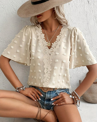 Bluse Sammenføyd Jacquard Rysjeerme