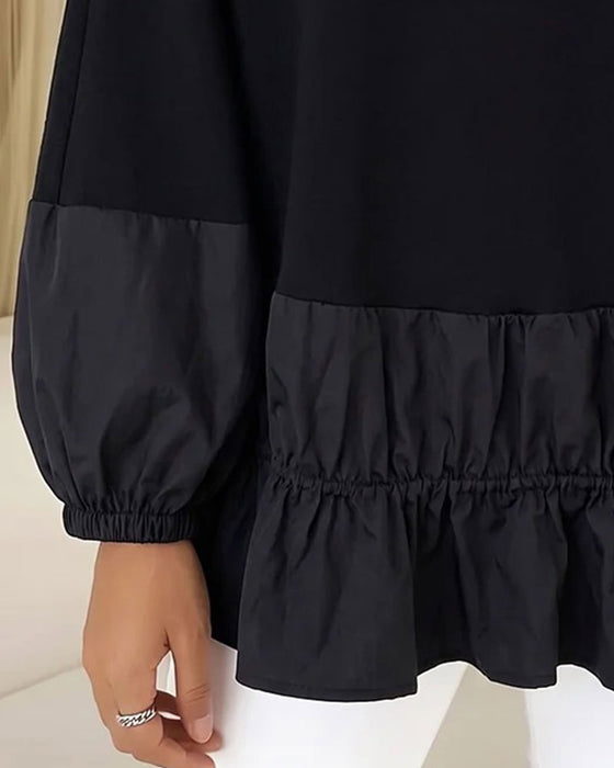 Sweatshirt Rund Hals Rysje Langermet