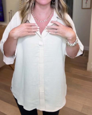 Skjorte Solid Knapp-Ned Krage