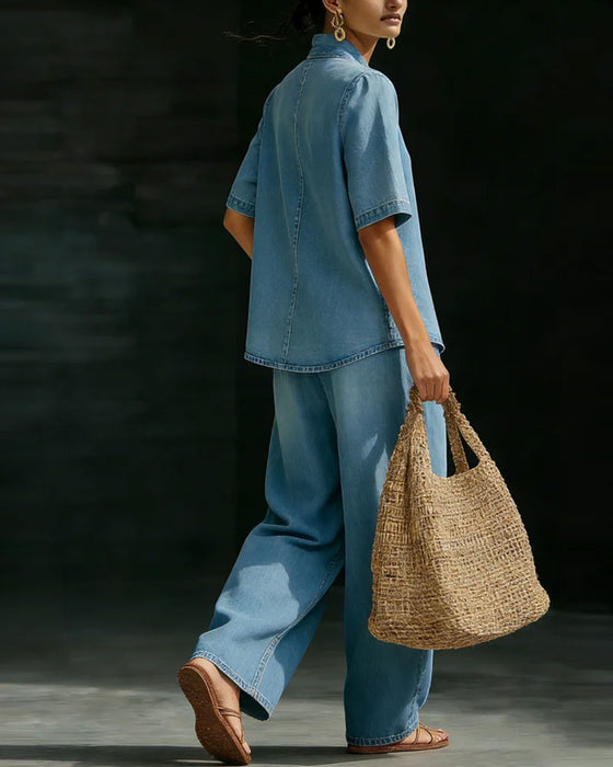 Sett Vasket Denim V-Hals