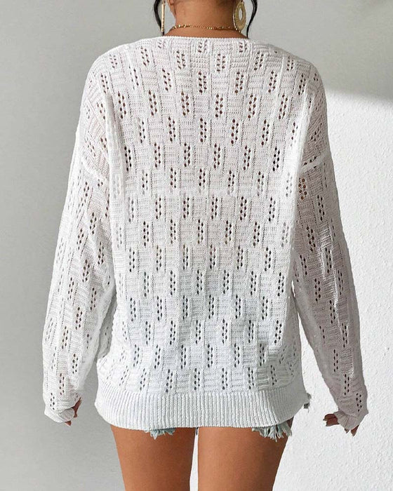 Pullover Hullmønster Dropet Skulder