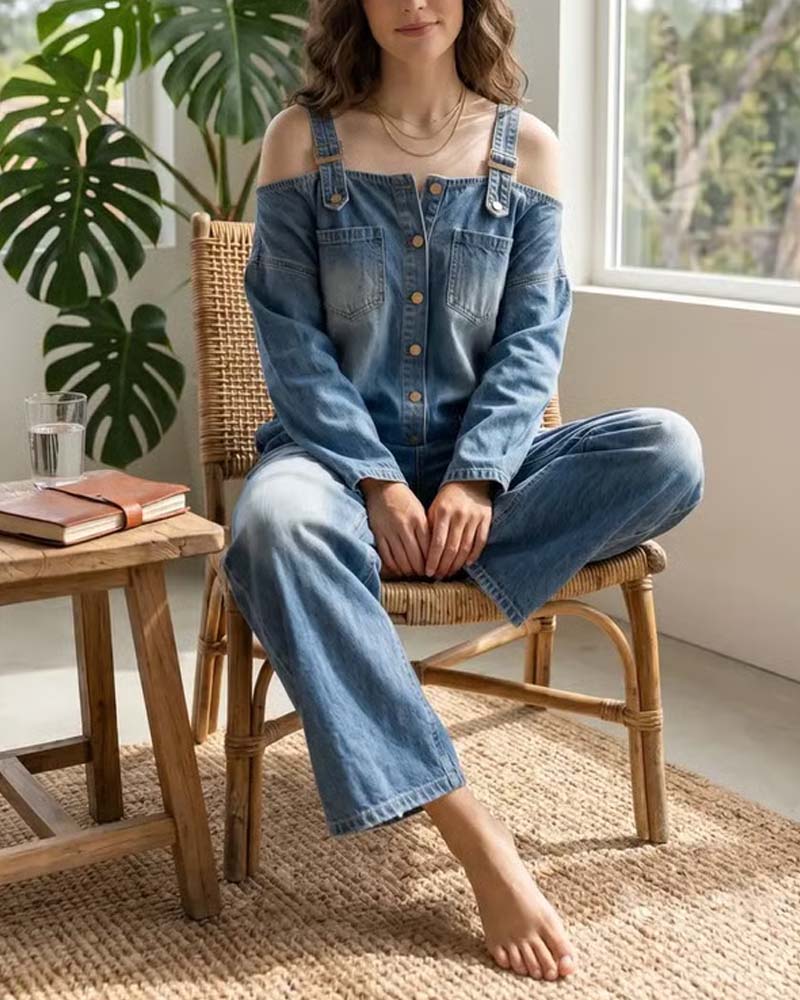 Jumpsuit Spagettistropp Kald Skulder Vida Ben Denim
