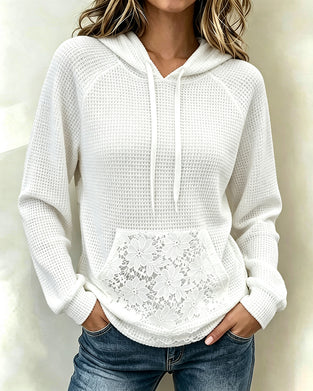 Hoodie Dragsnor Vaffel Casual