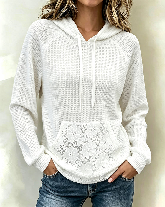 Hoodie Dragsnor Vaffel Casual