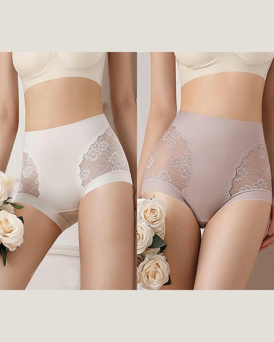 Dame Høy Midje Blonde Sømløst Stretch Silkemykt Undertøy