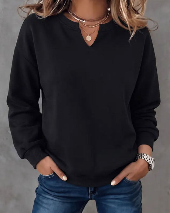 Genser Liten V-Hals Casual Lang Erme