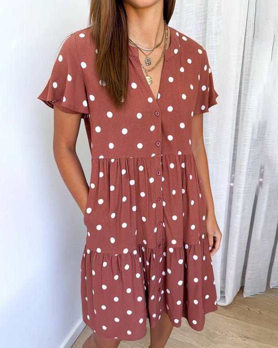 Kjole Prikk Kort Erm Skjorte